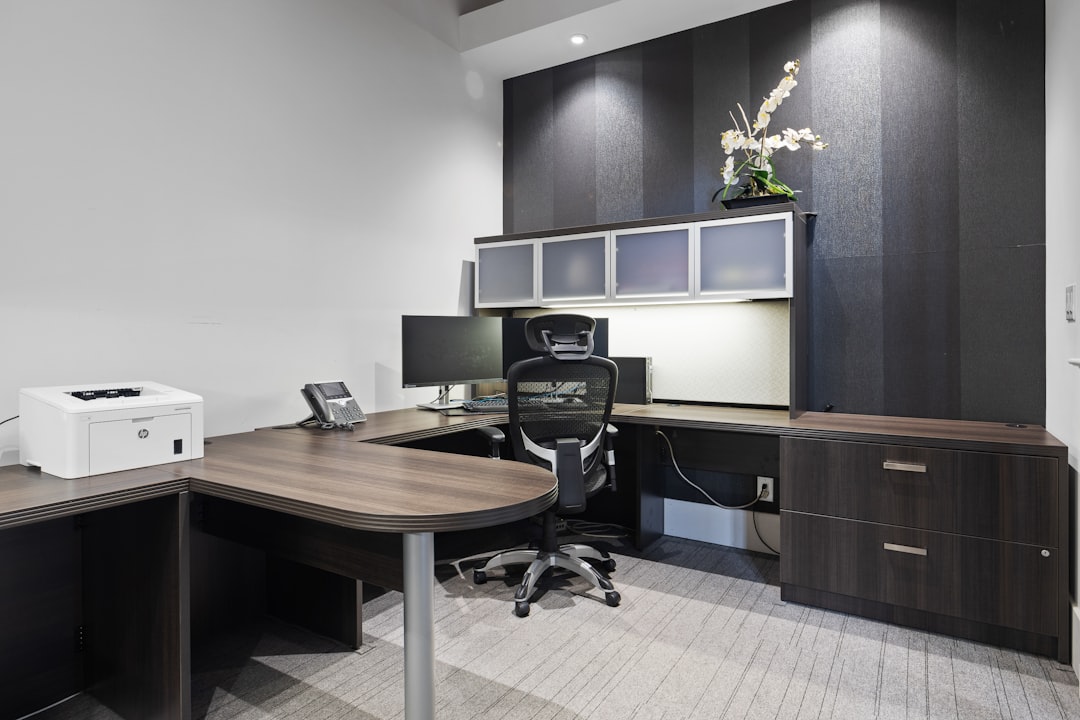 A Modern High End Office Environment Showcasing Advanced Ai Tools And Automation Technologies Incl